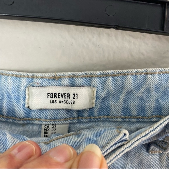 Forever 21 Chambray Lace Edged Distressed Jean Shorts Hi Rise 27 - Picture 5 of 8